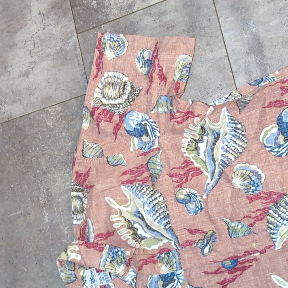 Reyn Spooner Seashell Coral Hawaiian Shirt Men's XL Salmon Short Sleeve Button - Picture 3 of 10